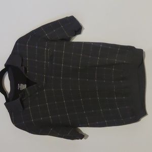 David Taylor Collection Gray Plaid Golf Shirt Size M